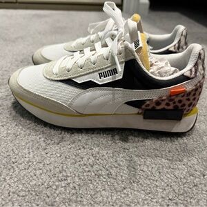 Puma Future Rider Wildcats sneakers in white with black and animal print accents